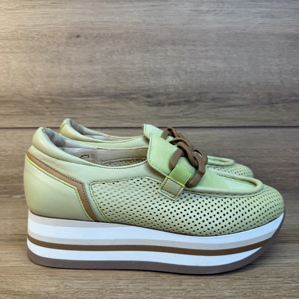Softwaves Cadie Slip On Suede Platform Shoes Sz 36 US 5.5 Chain Green $350 - Picture 2 of 11